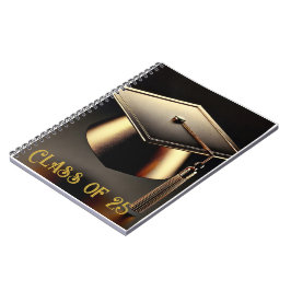 Klasse des 2025-Abschluss-Notebooks - Gold Cap Notizblock