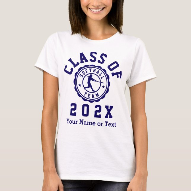 Klasse des 202X Girls Softball Teams T-Shirt (Vorderseite)