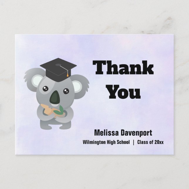 Klasse des 20xx Koala Bären in Graduation Cap Dank Postkarte (Vorderseite)