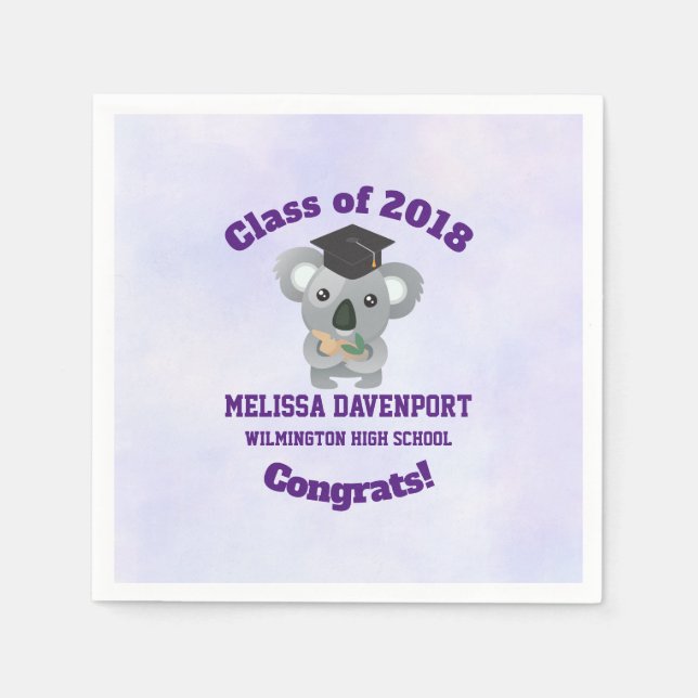 Klasse des 20xx Niedlichen Koala-Bären in Grad Cap Serviette (Vorderseite)