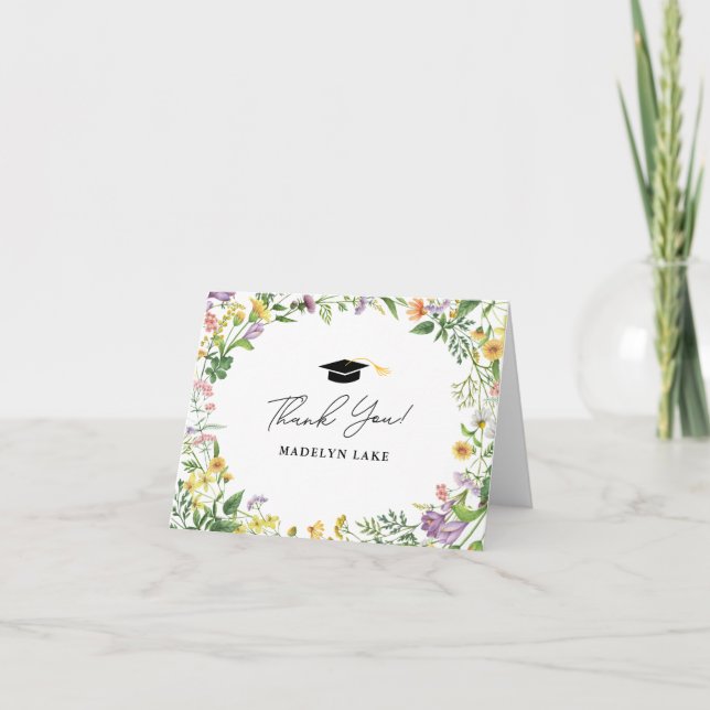 Klasse des Abschlusses 2025 Wildblume Dankeskarte (Vorderseite)