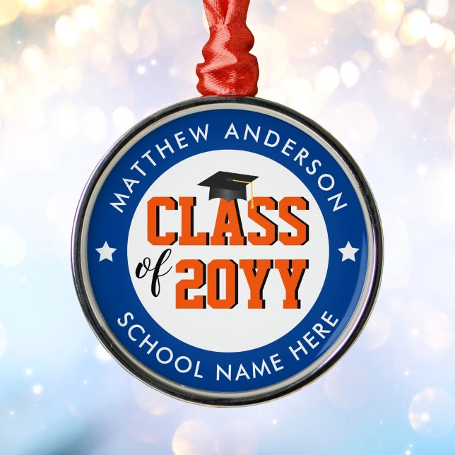 Klasse des Abschlusses "Blue and Orange Graduate"  Ornament Aus Metall (Von Creator hochgeladen)