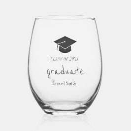 Klasse des Abschlusses "Handwriting Cap & Tassel" Weinglas Ohne Stiel