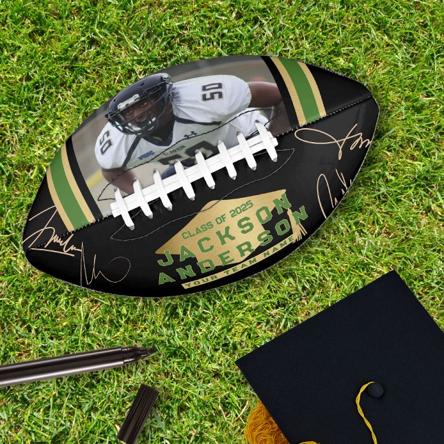 Klasse des Autogrammes 2025 Foto, Schwarzes Gold Football (Class of 2025 Photo Autograph Keepsake Black Gold Football)