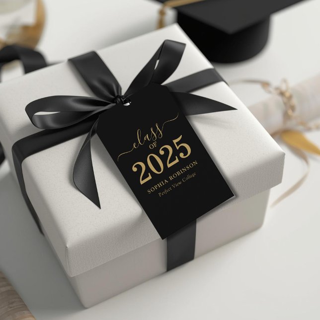 Klasse des Black Gold Script-Abschlusses 2025 Geschenkanhänger (Von Creator hochgeladen)