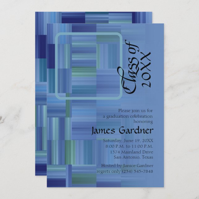 Klasse des blauen Fotos von 20XX Farbblöcken und S Einladung (Vorne/Hinten)