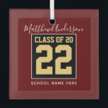 Klasse des Burgund Black and Gold Abschlüsse 2023 Ornament Aus Glas<br><div class="desc">Glückwunschklasse 2023</div>