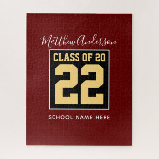 Klasse des Burgund Black and Gold Abschlüsse 2023 Puzzle