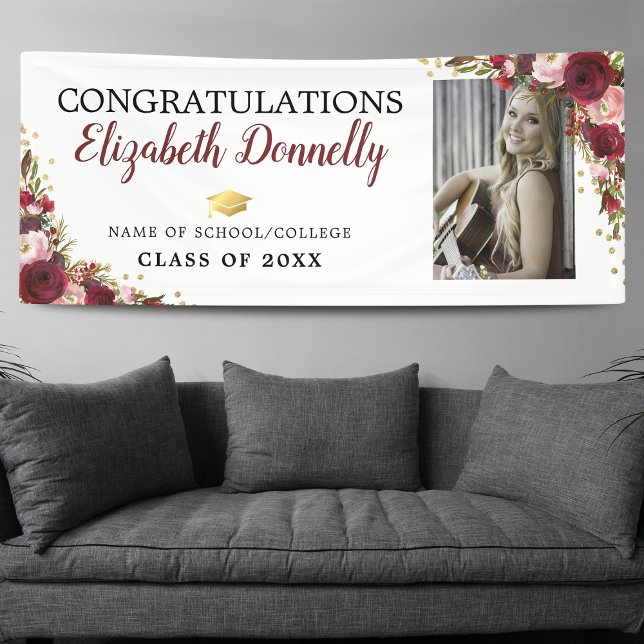 Klasse des Burgund-Gold-Abschluss-Fotos 2025 Banner (Von Creator hochgeladen)