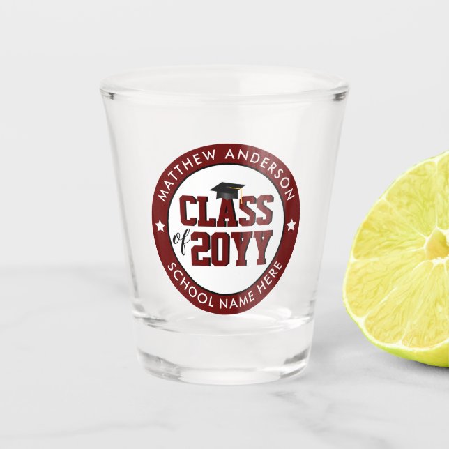 Klasse des Burgund-Graduate-Abschlusses 2023 Schnapsglas (Vorderseite)