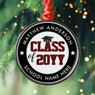 Klasse des Burgundy Red Graduate Abschlusses 2024 Ornament Aus Metall