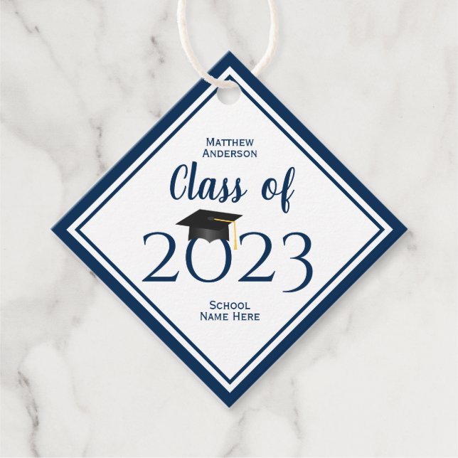 Klasse des einfachen eleganten Navy Blue Abschluss Geschenkanhänger (Vorderseite)