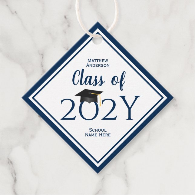 Klasse des einfachen eleganten Navy Blue Abschluss Geschenkanhänger (Vorderseite)