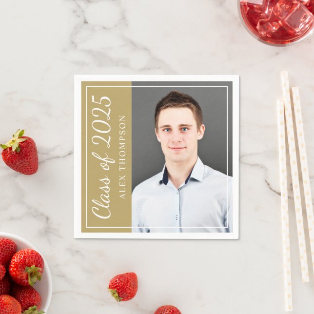 Klasse des Fotos der antiken Goldenen Graduation P Serviette (Beispiel)