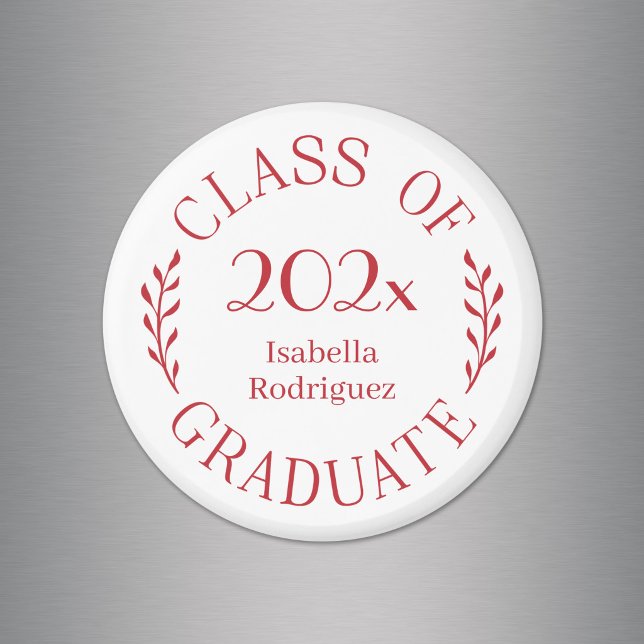 Klasse des Graduate Name Red Typografy Magnet (Class of Year Graduate Name Red Typography Magnet in situ)