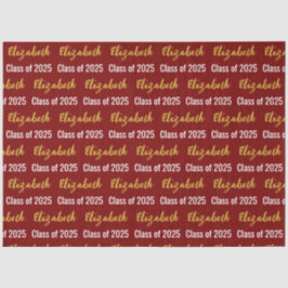 Klasse des Graduate's Name Deep Red White Gold 202 Seidenpapier