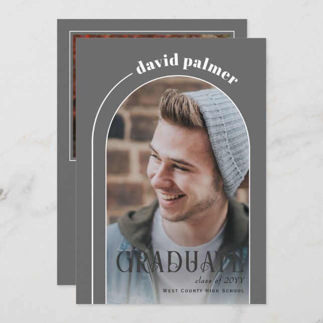 Klasse des grau-grauen Fotos 2025 Einladung (Vorne/Hinten)