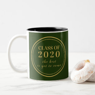 Klasse des Green-Gold-Monogram-Abschlusses 2020 Zweifarbige Tasse