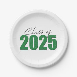 Klasse des grünen Glitzer von 2025 Pappteller