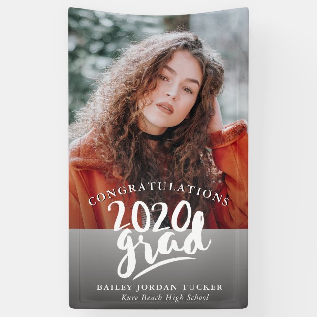 Klasse des handgeschriebenen Foto-Abschlusses 2020 Banner (Vertikal)