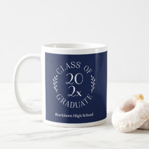 Klasse des Jahres Emblem School Name Navy Abschlus Kaffeetasse