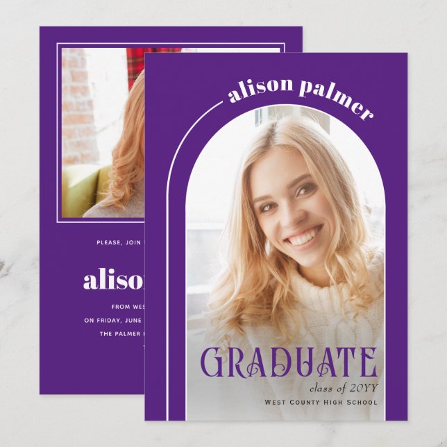 Klasse des lila Fotos der GRADUATE-Bauart 2025 Einladung (Vorne/Hinten)