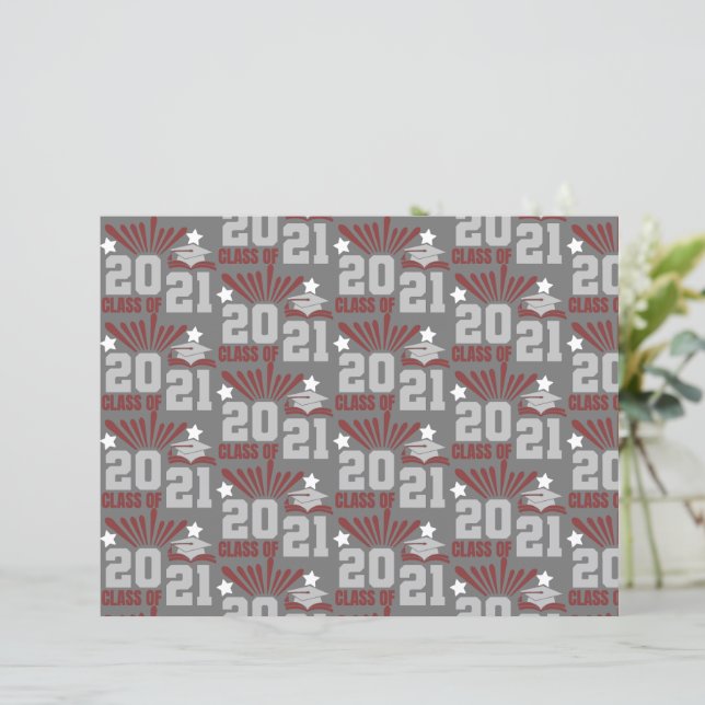 Klasse des Maroon Gray Scrapbook Paper 2021 (Stehend Vorderseite)