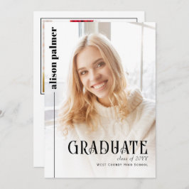 Klasse des minimalistischen GRADUATE-Fotos 2025 Einladung