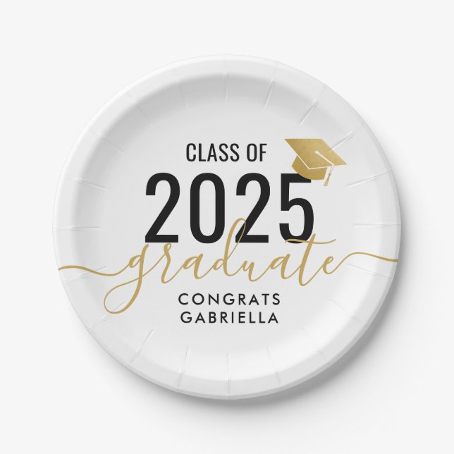 Klasse des modernen Abschlusses Gold und Schwarz 2 Pappteller (Vorderseite)