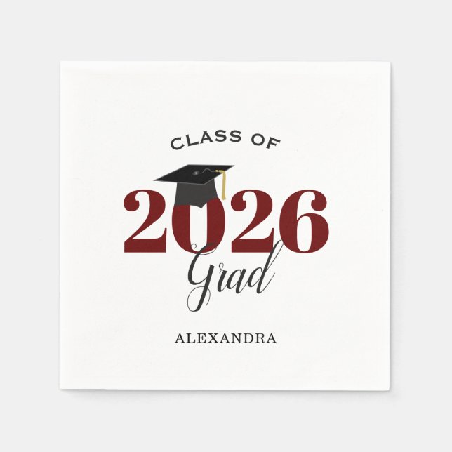 Klasse des modernen Graduate-Maroons 2025 Serviette (Vorderseite)