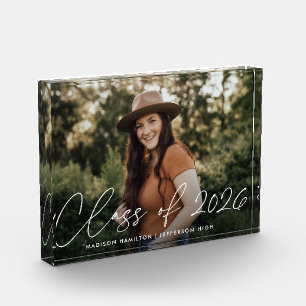 Klasse des modernen White Script-Abschlusses 2022 Fotoblock