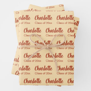 Klasse des Musters für Pfirsich- und Red Graduate  Geschenkpapier Set