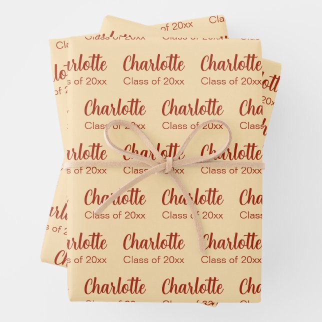 Klasse des Musters für Pfirsich- und Red Graduate  Geschenkpapier Set (Beispiel)