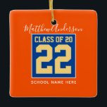 Klasse des Orange Blue und Gold Abschlüsse 2023 Keramikornament<br><div class="desc">Glückwunsch</div>