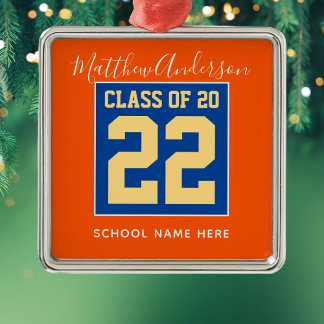 Klasse des Orange Blue und Gold Abschlüsse 2023 Ornament Aus Metall
