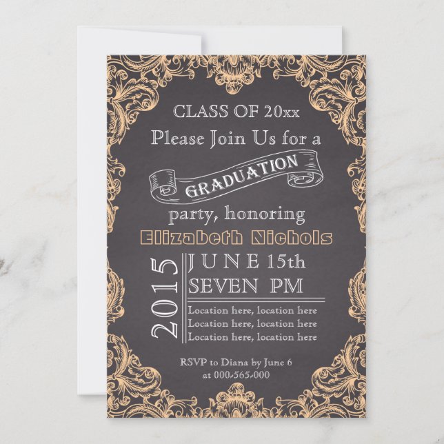 Klasse des Pfirsichpfirsichpfirsichs 2015 Einladung (Vorderseite)