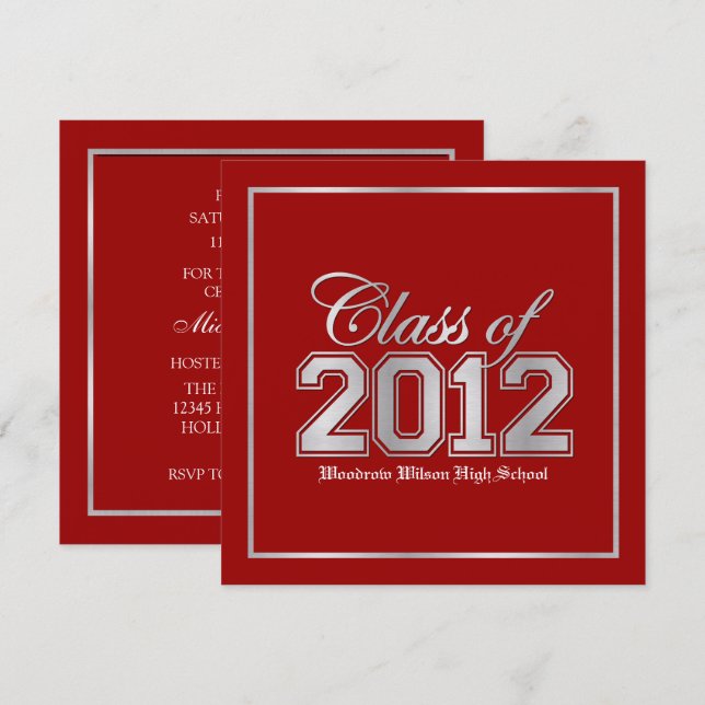 Klasse des Premium Red / Silver Abschlusses 2012 Einladung (Vorne/Hinten)