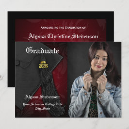 Klasse des Red Tassel Dignified Abschluss 2025 Einladung