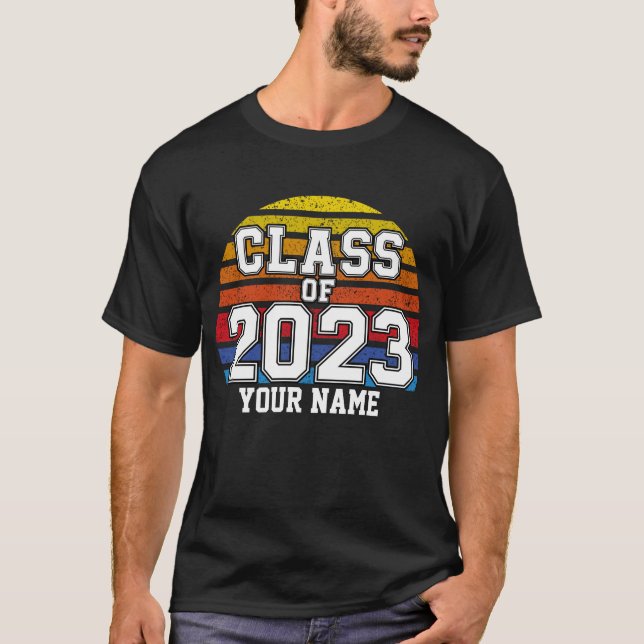 Klasse des Retro-Sonnenuntergangs 2023 T-Shirt (Vorderseite)