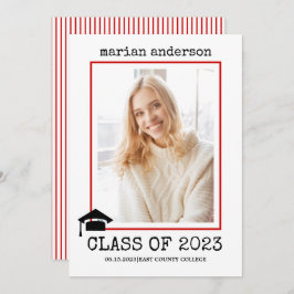 Klasse des roten Abschluss-Fotos der Schreibmaschi Einladung