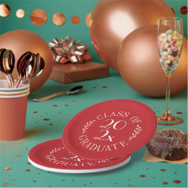 Klasse des roten, schick-weiß-Emblem-Abschlusses 2 Pappteller