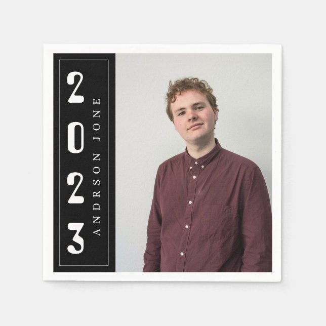 Klasse des Royal Black Graduation Party Fotos 2023 Serviette (Vorderseite)