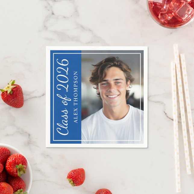 Klasse des Royal Blue Graduation Party Fotos 2025 Serviette (Beispiel)