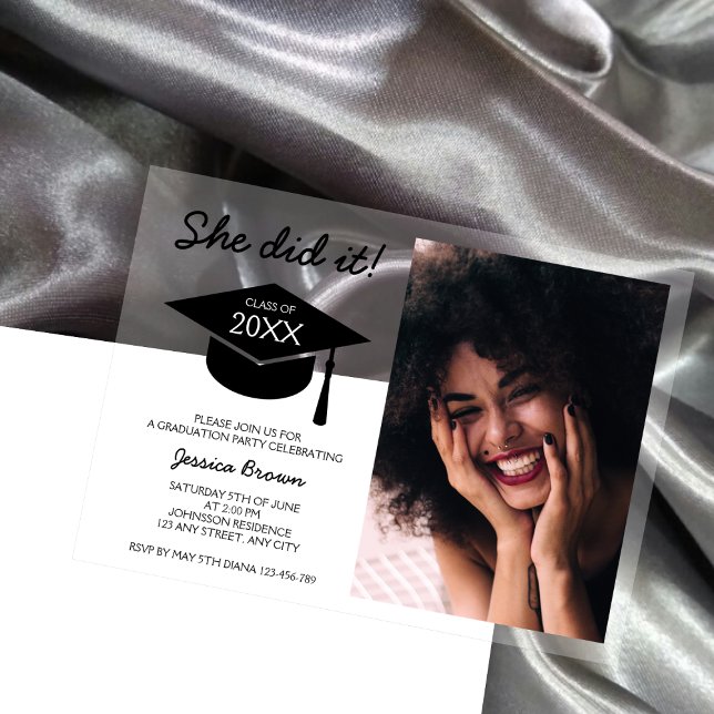 Klasse des schicken Abschlusses für Minimalistisch Acryleinladungen (Class Of 2025 Chic Minimalist Photo Graduation Acrylic Invitations)