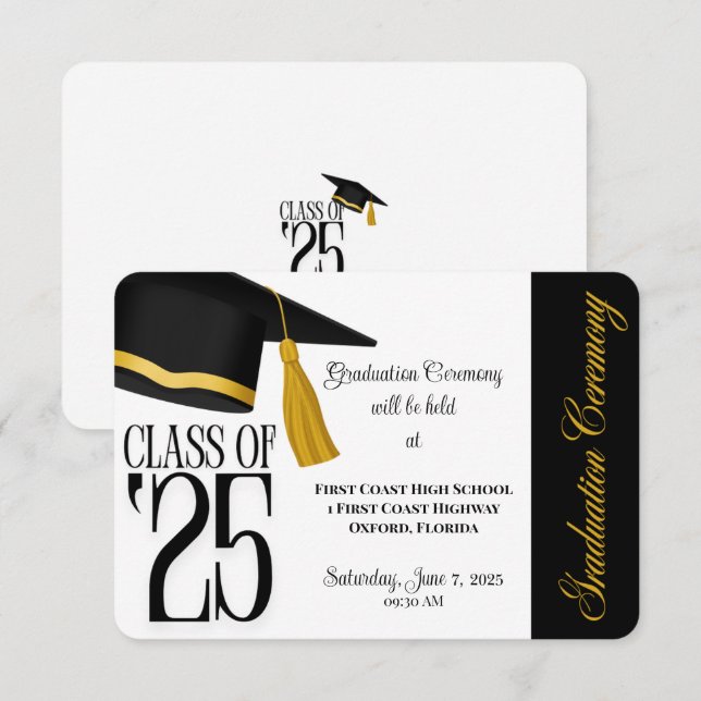 Klasse des Schwarz-Weiß-Abschlusses 2025 Begleitkarte (Vorne/Hinten)