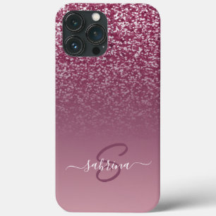 Klasse Eleganter Lila Glitzer Mit Monogramm Name Case-Mate iPhone Hülle