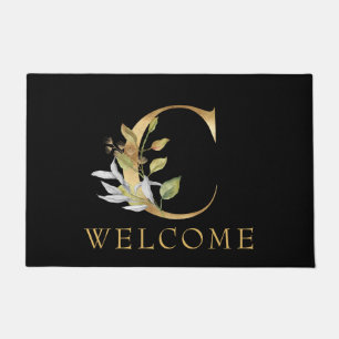 Klasse Gold Monogram C mit Blume Doormat Fußmatte