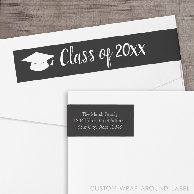 Klasse Jahr und Name - Farbe kann durch Schwarz ve (Custom Return Address Label with a Wrap Around Feature)