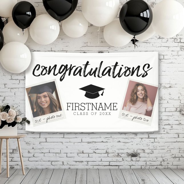 Klasse Jedes Jahr Abschluss 2 Quadrat FotoCollage Banner (Custom Graduation Banner for a Grad Party or Open House)