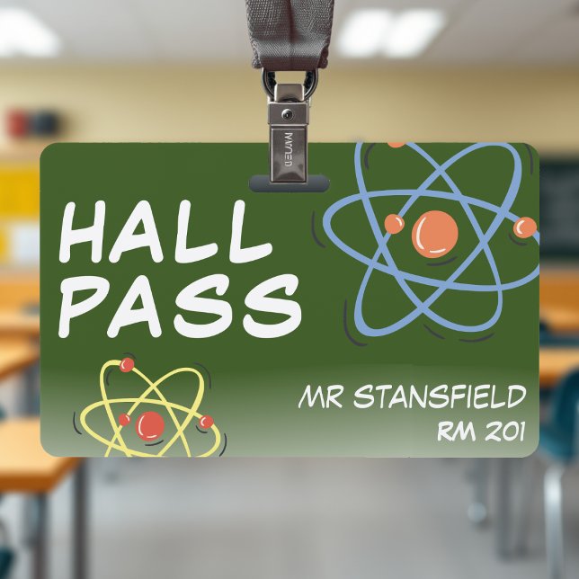 Klasse Lehrer Schulklasse Schulsaal Pass Ausweis (Science Class Teacher School Classroom Hall Pass Badge
)